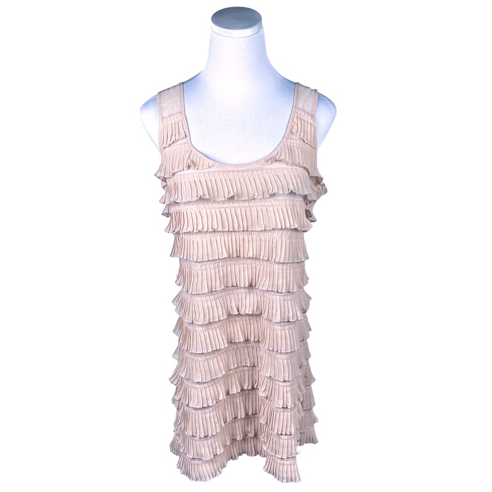 H&M Dress Womens Medium Blush Pink Flapper-Style Tier Ruffle Sleeveless Chiffon